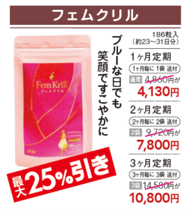 【ブルーな日でも笑顔ですこやかに】フェムクリルのお求めは定期購入がお得！